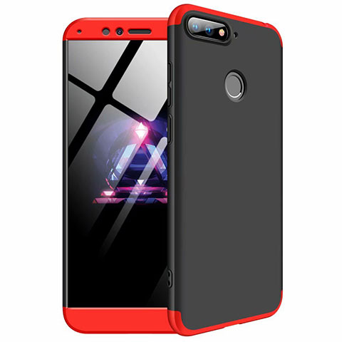 Funda Dura Plastico Rigida Carcasa Mate Frontal y Trasera 360 Grados para Huawei Y6 (2018) Rojo y Negro