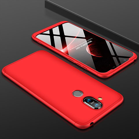 Funda Dura Plastico Rigida Carcasa Mate Frontal y Trasera 360 Grados para Nokia 7.1 Plus Rojo