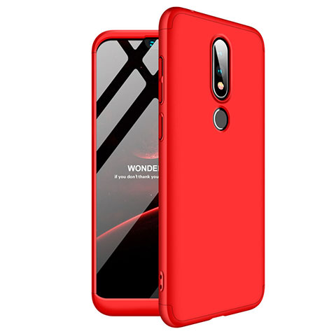 Funda Dura Plastico Rigida Carcasa Mate Frontal y Trasera 360 Grados para Nokia X6 Rojo