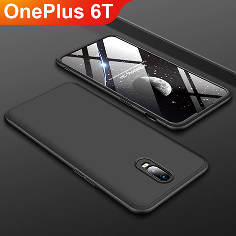 Funda Dura Plastico Rigida Carcasa Mate Frontal y Trasera 360 Grados para OnePlus 6T Negro