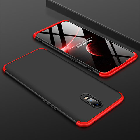 Funda Dura Plastico Rigida Carcasa Mate Frontal y Trasera 360 Grados para OnePlus 6T Rojo y Negro