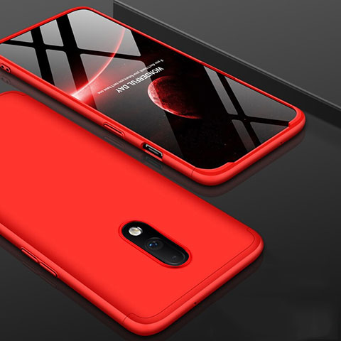 Funda Dura Plastico Rigida Carcasa Mate Frontal y Trasera 360 Grados para OnePlus 7 Rojo