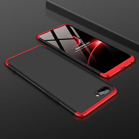 Funda Dura Plastico Rigida Carcasa Mate Frontal y Trasera 360 Grados para Oppo A12e Rojo y Negro