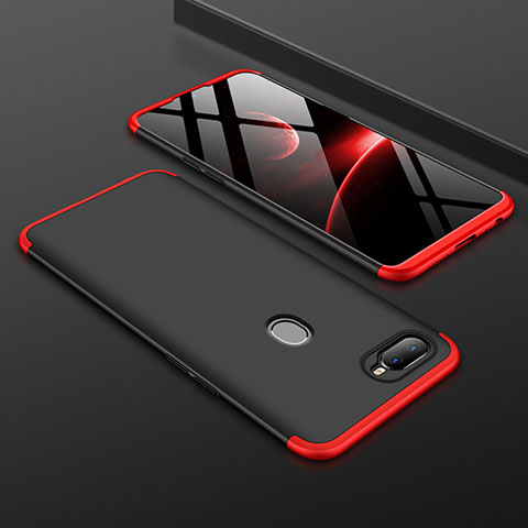 Funda Dura Plastico Rigida Carcasa Mate Frontal y Trasera 360 Grados para Oppo A7 Rojo y Negro