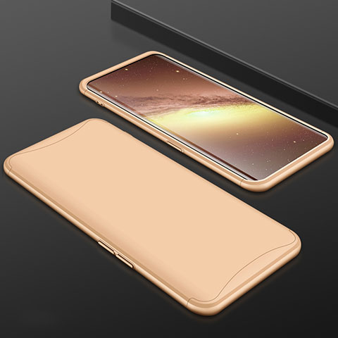 Funda Dura Plastico Rigida Carcasa Mate Frontal y Trasera 360 Grados para Oppo Find X Oro