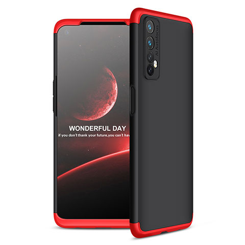 Funda Dura Plastico Rigida Carcasa Mate Frontal y Trasera 360 Grados para Realme 7 Rojo y Negro