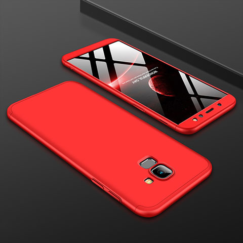 Funda Dura Plastico Rigida Carcasa Mate Frontal y Trasera 360 Grados para Samsung Galaxy A6 (2018) Dual SIM Rojo