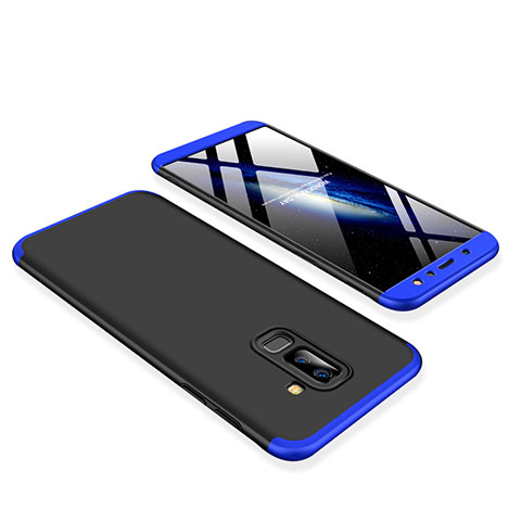 Funda Dura Plastico Rigida Carcasa Mate Frontal y Trasera 360 Grados para Samsung Galaxy A6 Plus (2018) Azul y Negro