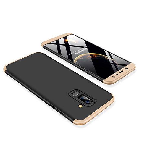 Funda Dura Plastico Rigida Carcasa Mate Frontal y Trasera 360 Grados para Samsung Galaxy A6 Plus (2018) Oro y Negro
