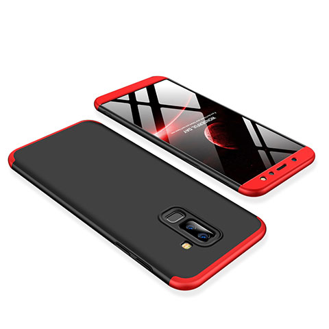 Funda Dura Plastico Rigida Carcasa Mate Frontal y Trasera 360 Grados para Samsung Galaxy A6 Plus (2018) Rojo y Negro
