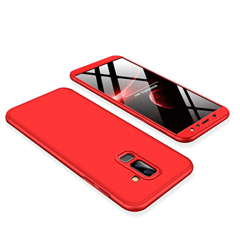 Funda Dura Plastico Rigida Carcasa Mate Frontal y Trasera 360 Grados para Samsung Galaxy A6 Plus Rojo