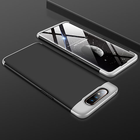 Funda Dura Plastico Rigida Carcasa Mate Frontal y Trasera 360 Grados para Samsung Galaxy A80 Plata y Negro
