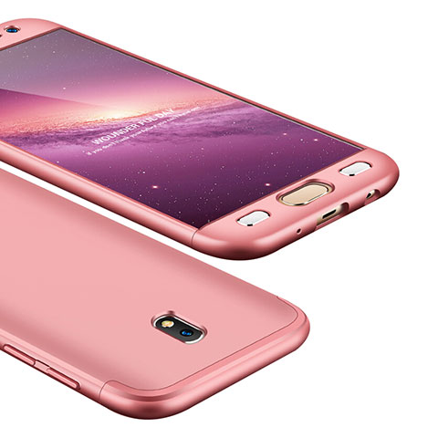 Funda Dura Plastico Rigida Carcasa Mate Frontal y Trasera 360 Grados para Samsung Galaxy J5 (2017) SM-J750F Oro Rosa