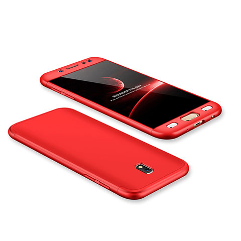Funda Dura Plastico Rigida Carcasa Mate Frontal y Trasera 360 Grados para Samsung Galaxy J7 Pro Rojo