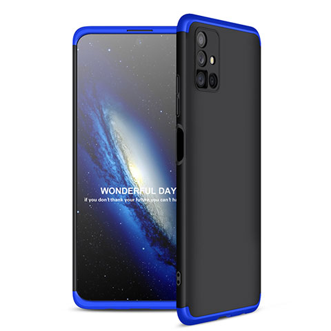 Funda Dura Plastico Rigida Carcasa Mate Frontal y Trasera 360 Grados para Samsung Galaxy M51 Azul y Negro