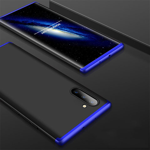 Funda Dura Plastico Rigida Carcasa Mate Frontal y Trasera 360 Grados para Samsung Galaxy Note 10 5G Azul y Negro