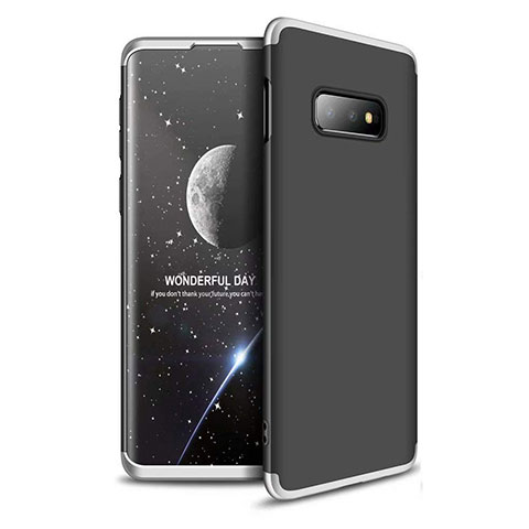 Funda Dura Plastico Rigida Carcasa Mate Frontal y Trasera 360 Grados para Samsung Galaxy S10e Plata y Negro