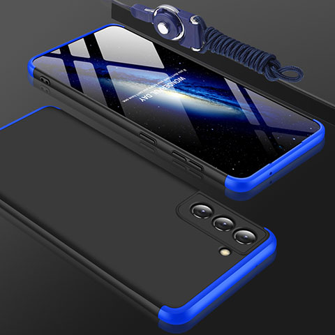 Funda Dura Plastico Rigida Carcasa Mate Frontal y Trasera 360 Grados para Samsung Galaxy S21 5G Azul y Negro