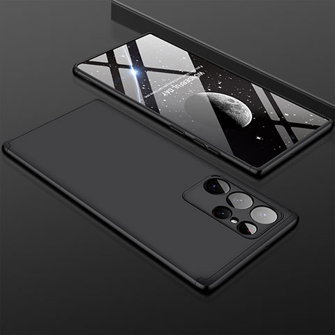Funda Dura Plastico Rigida Carcasa Mate Frontal y Trasera 360 Grados para Samsung Galaxy S21 Ultra 5G Negro