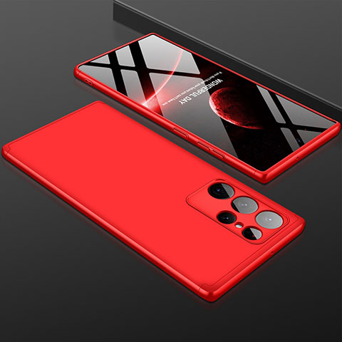 Funda Dura Plastico Rigida Carcasa Mate Frontal y Trasera 360 Grados para Samsung Galaxy S22 Ultra 5G Rojo