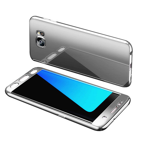 Funda Dura Plastico Rigida Carcasa Mate Frontal y Trasera 360 Grados para Samsung Galaxy S7 Edge G935F Plata
