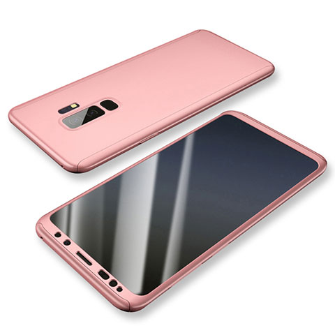 Funda Dura Plastico Rigida Carcasa Mate Frontal y Trasera 360 Grados para Samsung Galaxy S9 Plus Oro Rosa
