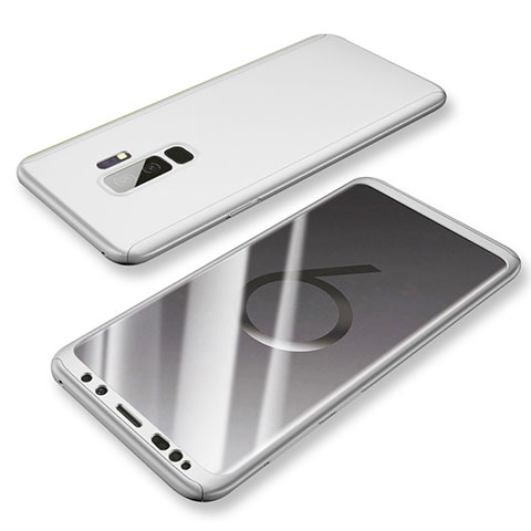Funda Dura Plastico Rigida Carcasa Mate Frontal y Trasera 360 Grados para Samsung Galaxy S9 Plus Plata