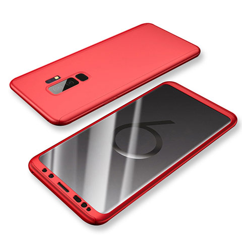 Funda Dura Plastico Rigida Carcasa Mate Frontal y Trasera 360 Grados para Samsung Galaxy S9 Plus Rojo