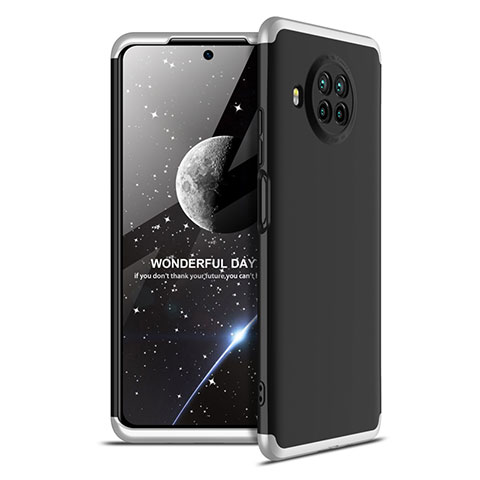 Funda Dura Plastico Rigida Carcasa Mate Frontal y Trasera 360 Grados para Xiaomi Mi 10i 5G Plata y Negro