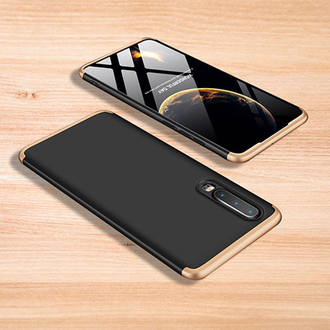 Funda Dura Plastico Rigida Carcasa Mate Frontal y Trasera 360 Grados para Xiaomi Mi 9 Oro y Negro