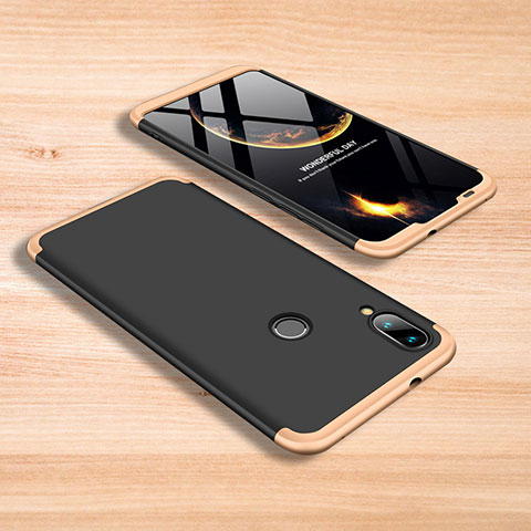 Funda Dura Plastico Rigida Carcasa Mate Frontal y Trasera 360 Grados para Xiaomi Mi Play 4G Oro y Negro