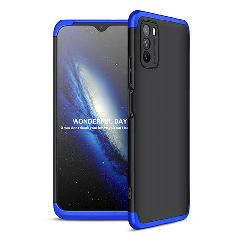 Funda Dura Plastico Rigida Carcasa Mate Frontal y Trasera 360 Grados para Xiaomi Poco M3 Azul y Negro