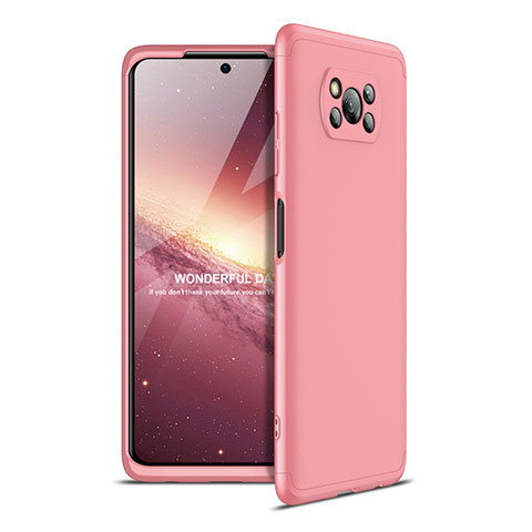 Funda Dura Plastico Rigida Carcasa Mate Frontal y Trasera 360 Grados para Xiaomi Poco X3 NFC Oro Rosa