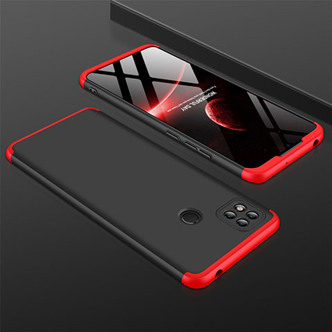 Funda Dura Plastico Rigida Carcasa Mate Frontal y Trasera 360 Grados para Xiaomi Redmi 9 India Rojo y Negro