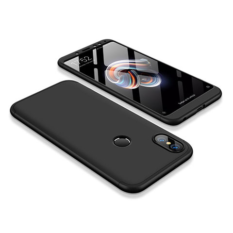 Funda Dura Plastico Rigida Carcasa Mate Frontal y Trasera 360 Grados para Xiaomi Redmi Note 5 Negro