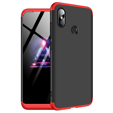 Funda Dura Plastico Rigida Carcasa Mate Frontal y Trasera 360 Grados para Xiaomi Redmi Note 6 Pro Rojo y Negro