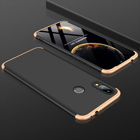 Funda Dura Plastico Rigida Carcasa Mate Frontal y Trasera 360 Grados para Xiaomi Redmi Note 7 Pro Oro y Negro