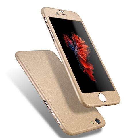 Funda Dura Plastico Rigida Carcasa Mate Frontal y Trasera 360 Grados Q01 para Apple iPhone 6S Oro