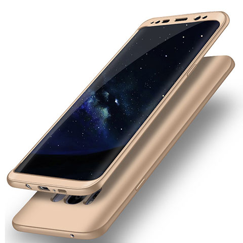 Funda Dura Plastico Rigida Carcasa Mate Frontal y Trasera 360 Grados Q02 para Samsung Galaxy S8 Oro
