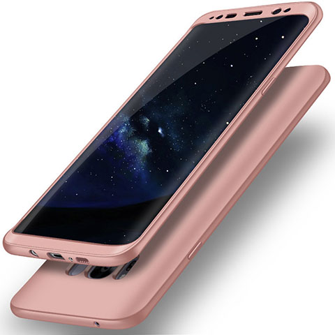 Funda Dura Plastico Rigida Carcasa Mate Frontal y Trasera 360 Grados Q02 para Samsung Galaxy S8 Oro Rosa