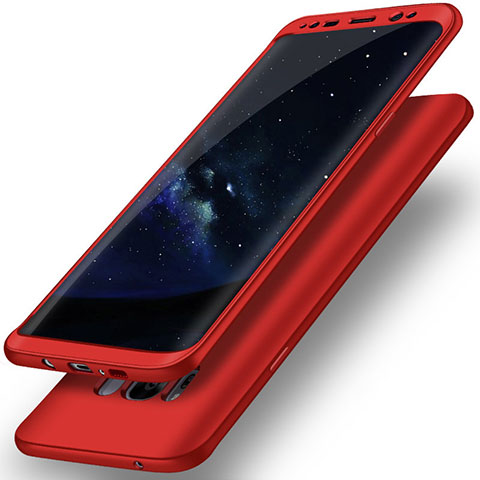 Funda Dura Plastico Rigida Carcasa Mate Frontal y Trasera 360 Grados Q02 para Samsung Galaxy S8 Rojo