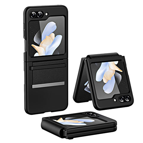 Funda Dura Plastico Rigida Carcasa Mate Frontal y Trasera 360 Grados QH1 para Samsung Galaxy Z Flip5 5G Negro