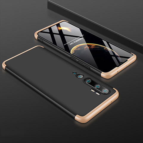 Funda Dura Plastico Rigida Carcasa Mate Frontal y Trasera 360 Grados R01 para Xiaomi Mi Note 10 Oro y Negro