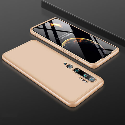 Funda Dura Plastico Rigida Carcasa Mate Frontal y Trasera 360 Grados R01 para Xiaomi Mi Note 10 Pro Oro