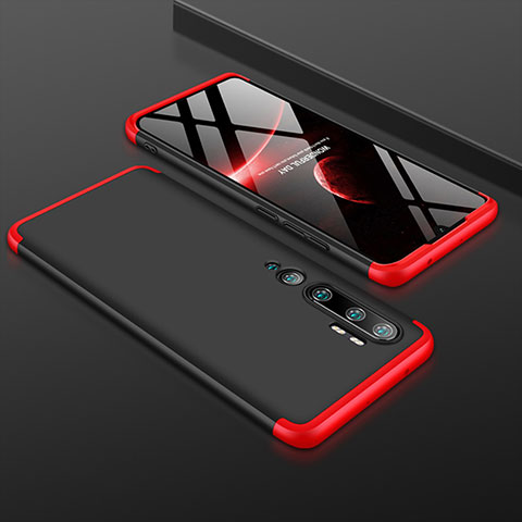 Funda Dura Plastico Rigida Carcasa Mate Frontal y Trasera 360 Grados R01 para Xiaomi Mi Note 10 Rojo y Negro