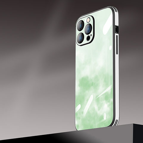 Funda Dura Plastico Rigida Carcasa Mate Gradiente AT1 para Apple iPhone 13 Pro Verde