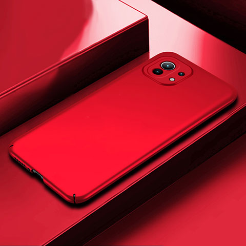 Funda Dura Plastico Rigida Carcasa Mate P01 para Xiaomi Mi 11 5G Rojo