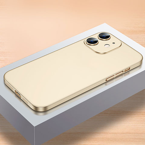 Funda Dura Plastico Rigida Carcasa Mate QC1 para Apple iPhone 12 Oro