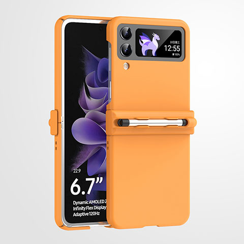 Funda Dura Plastico Rigida Carcasa Mate R06 para Samsung Galaxy Z Flip4 5G Naranja