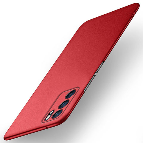 Funda Dura Plastico Rigida Carcasa Mate YK1 para Oppo Reno6 Pro 5G India Rojo